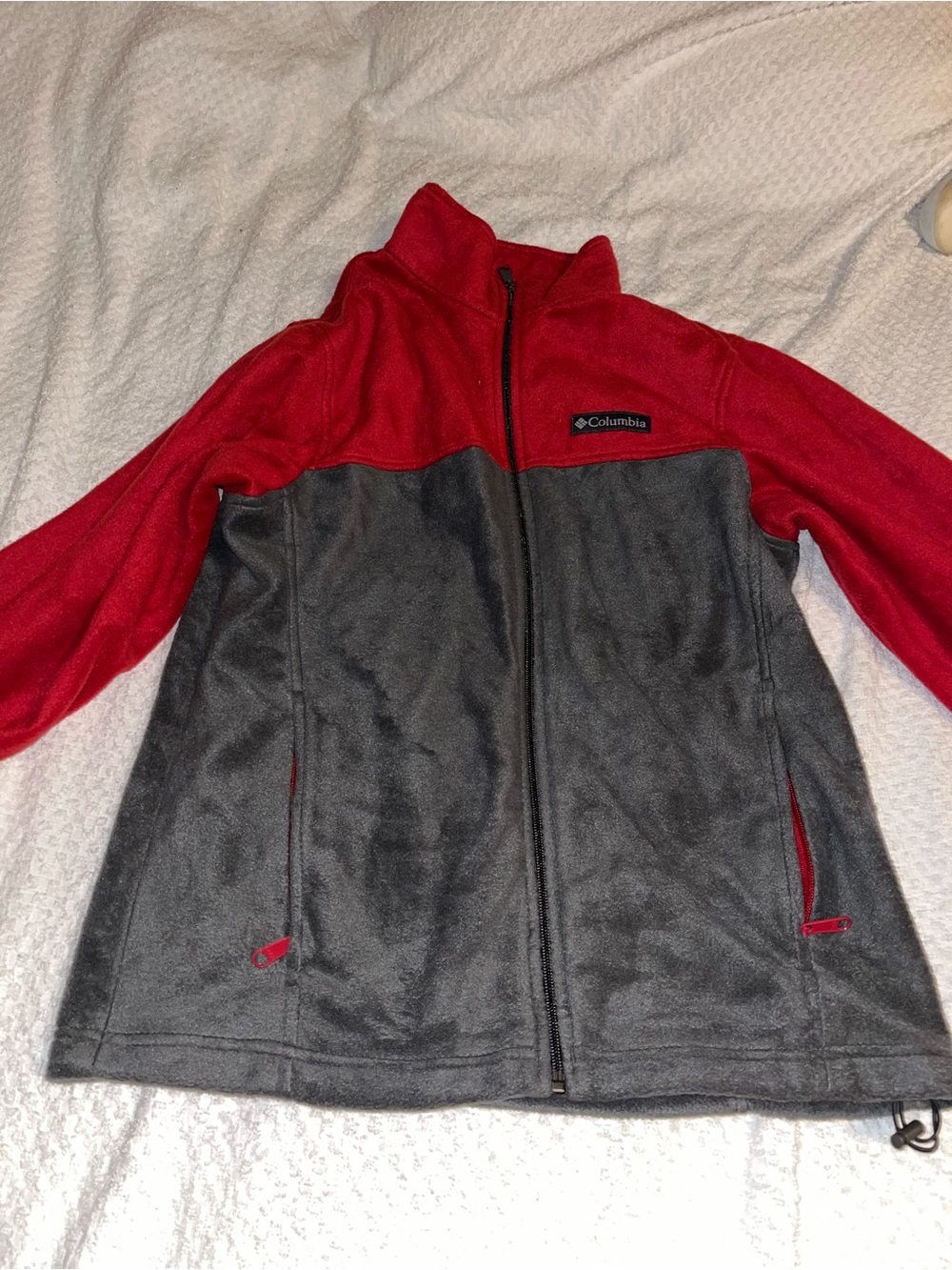 Columbia Kids Red and Gray Full-Zip Fleece Jacket